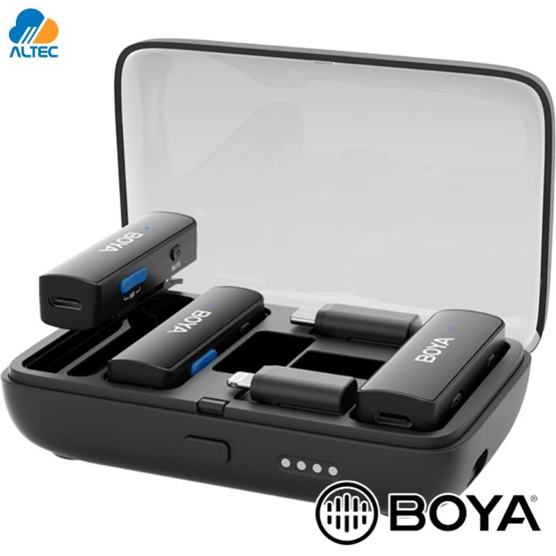 Boya BOYALINK - sistema dual de micrófono inalámbrico para cámaras, smartphones y computadoras