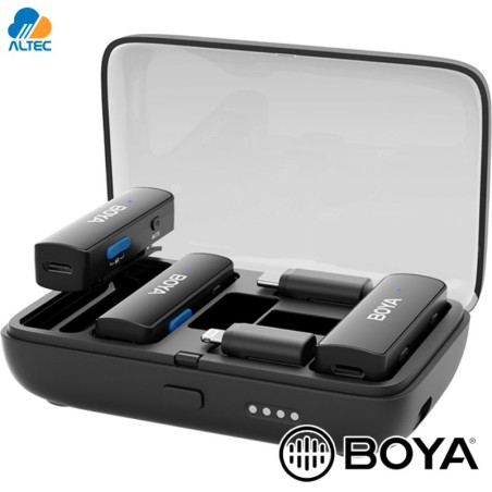 Boya BOYALINK - sistema dual de micrófono inalámbrico para cámaras, smartphones y computadoras