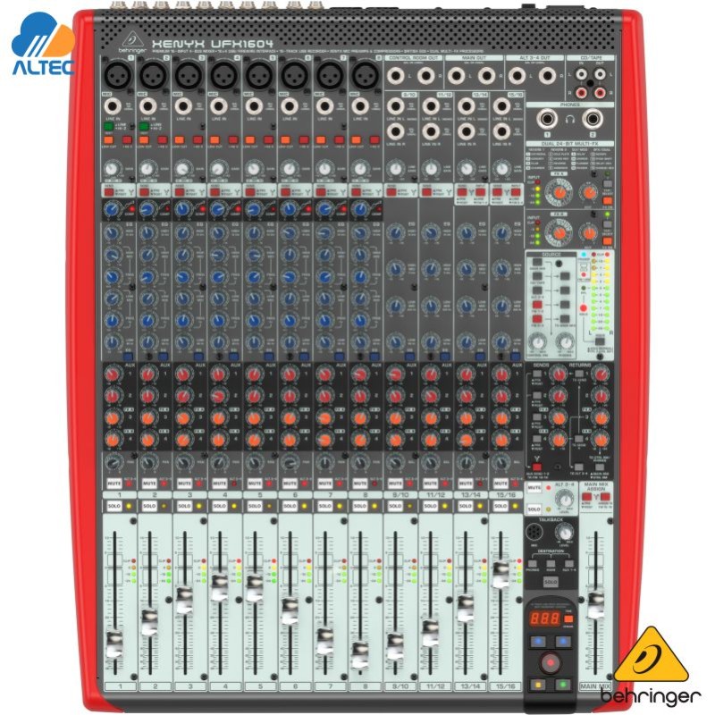 Behringer XENYX UFX1604 - mezclador de 16 entradas, 8 preamplificadores de micrófono, ecualizador, interfaz de audio y efectos