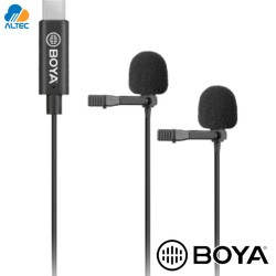 Boya BY-M3D - microfono dual de solapa dual para celulares, laptops