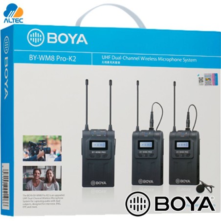 Boya BY-WM8 PRO-K2 - microfono de solapa doble inalambrico digital UHF de doble canal