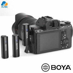 Boya BOYALINK - sistema dual de micrófono inalámbrico para cámaras, smartphones y computadoras