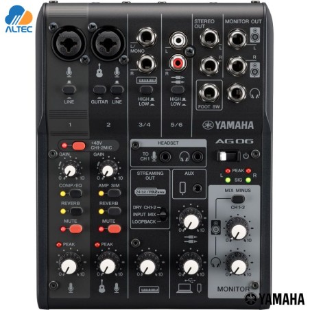 Yamaha AG06MK2 - interfaz de audio de 6 canales, 2 entradas XLR